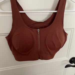 Bra/Zyia- beautiful chestnut brown/comfy zip up front. Little use!